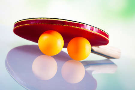 table tennis racket on white backgroundの写真素材
