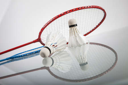 A set of badminton. Paddle and the shuttlecock. Studio shotの写真素材