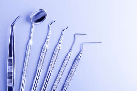 Professional dental tools in a sterile medical lightの写真素材