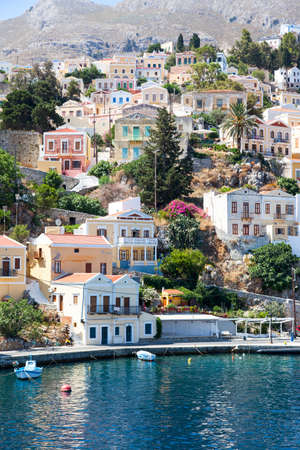 Beautiful city of Symi in the archipelago Greek islands.の写真素材