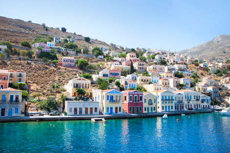 Beautiful city of Symi in the archipelago Greek islands.の写真素材