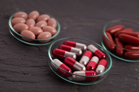 Set of capsules on white background. Studio Shot