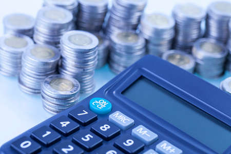 Financial theme on white background. Studio shotの写真素材