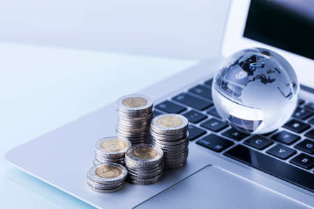 Financial theme on white background. Studio shot