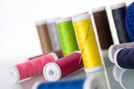 Sewing threads isolated on white background. Studio Shotの写真素材