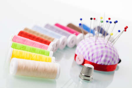 Sewing threads isolated on white background. Studio Shotの写真素材