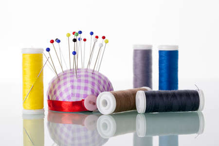 Sewing threads isolated on white background. Studio Shotの写真素材