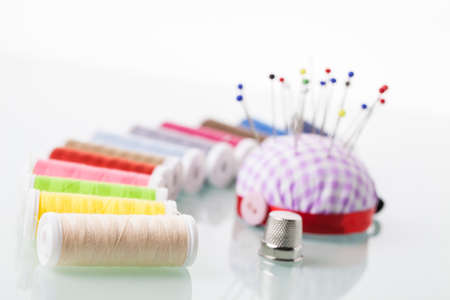 Sewing threads isolated on white background. Studio Shotの写真素材