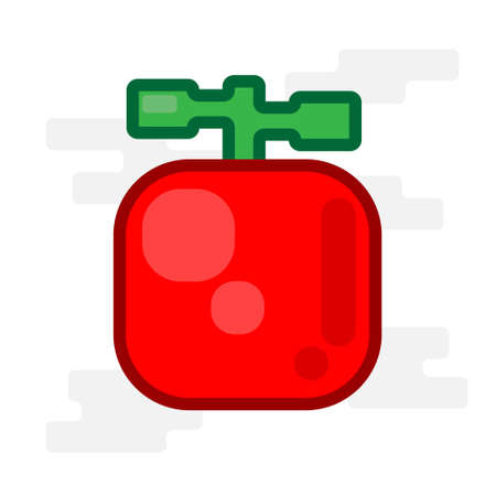 Cute Square Fresh Shining Apple Flat Design Cartoon for Shirt, Poster, Gift Card, Cover or Logoのイラスト素材