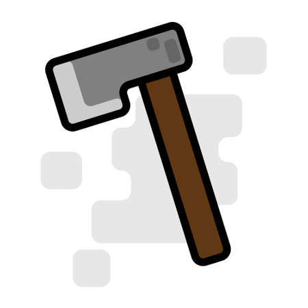 Square Sharp One Side Axe Weapon Flat Design Cartoon for Shirt, Poster, Gift Card, Cover or Logoのイラスト素材