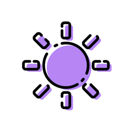 Cute Purple Sun Brightness Icon Flat Design For App Label Vector Illustrationのイラスト素材