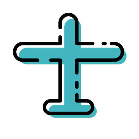 Cute Turquoise Airplane For Flight Mode Icon Flat Design For App Label Vector Illustrationのイラスト素材