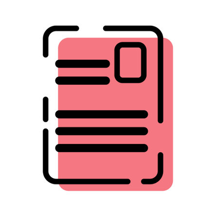 Cute Red Document Notes Icon Cartoonist Flat Design For App Label Vector Illustrationのイラスト素材