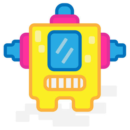 Cute Square Halloween Alien Monster With Three Thorn Flat Design Cartoon for Shirt, Poster, Gift Card, Cover or Logoのイラスト素材