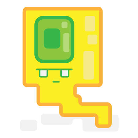 Cute Square Halloween Cyclops Monster Ghost Flat Design Cartoon for Shirt, Poster, Gift Card, Cover or Logoのイラスト素材