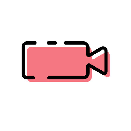 Cute Red Camera For Record Icon Cartoonist Flat Design For App Label Vector Illustrationのイラスト素材
