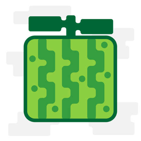Cute Square Fresh Watermelon Flat Design Cartoon for Shirt, Poster, Gift Card, Cover or Logoのイラスト素材