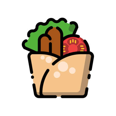 Cute Turkey Kebab Flat Design Cartoon for Shirt, Poster, Gift Card, Cover,  Sticker and Icon.のイラスト素材