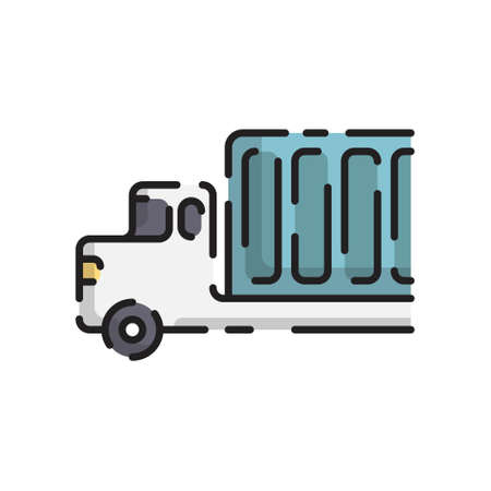 Cute White Truck Car Head Flat Design Cartoon for Shirt, Poster, Gift Card, Cover, Logo, Sticker and Icon.のイラスト素材