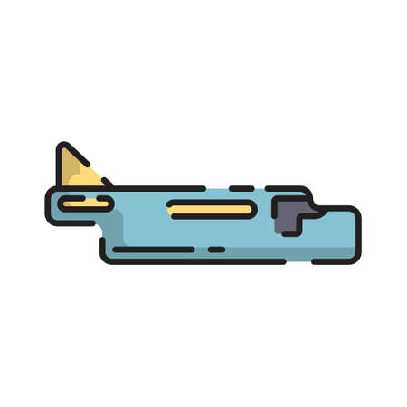 Cute Blue Cargo Plane Flat Design Cartoon for Shirt, Poster, Gift Card, Cover, Logo, Sticker and Icon.のイラスト素材