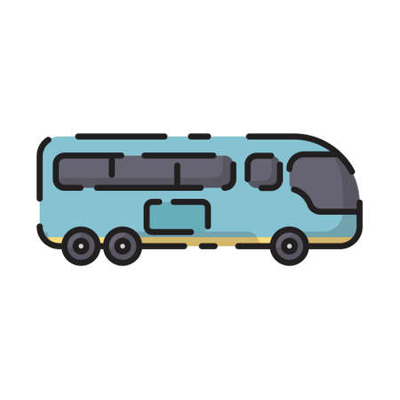 Cute Blue Minibus Car Flat Design Cartoon for Shirt, Poster, Gift Card, Cover, Logo, Sticker and Icon.のイラスト素材