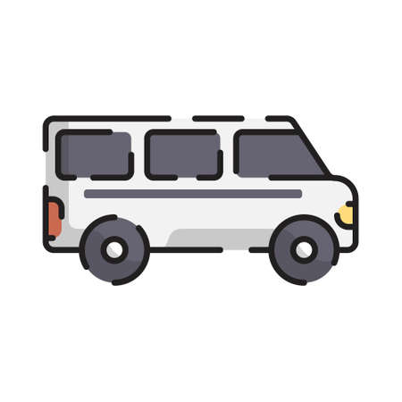 Cute White Car Flat Design Cartoon for Shirt, Poster, Gift Card, Cover, Logo, Sticker and Icon.のイラスト素材