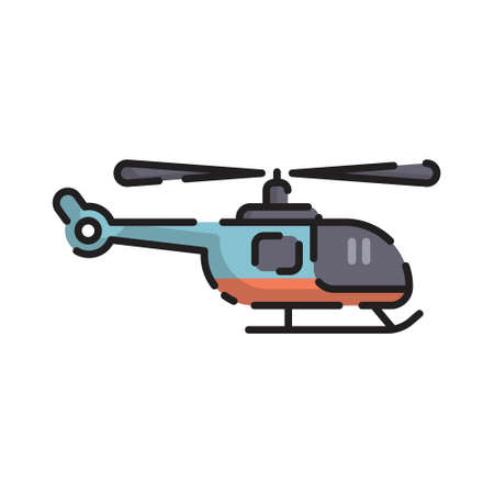 Ilustración de Cute Blue Helicopter Flat Design Cartoon for Shirt, Poster, Gift Card, Cover, Logo, Sticker and Icon. - Imagen libre de derechos