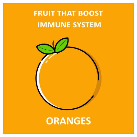 Fruit that boost immune system, oranges. Boost Immunity with medicine concept illustrationのイラスト素材