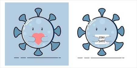 Coronavirus holding love symbol and stay safe sign. Good for Social Media Post, Website, Poster, Flyer, etcのイラスト素材