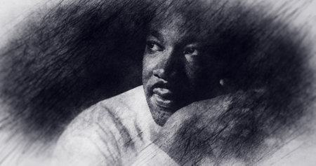 USA. Portrait Drawing. Martin Luther King.のeditorial素材