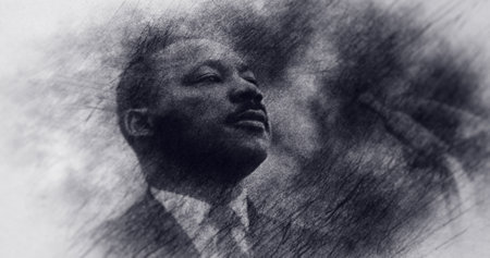 USA. Portrait Drawing. Martin Luther King.のeditorial素材
