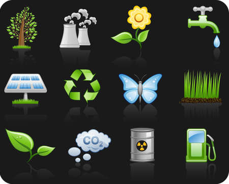 Environment_black background icon setのイラスト素材