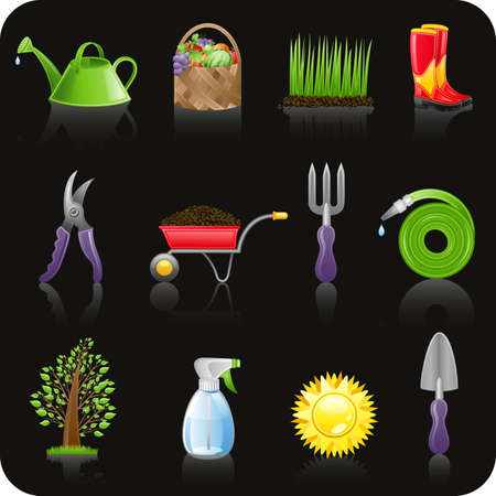 Garden black icon set のイラスト素材