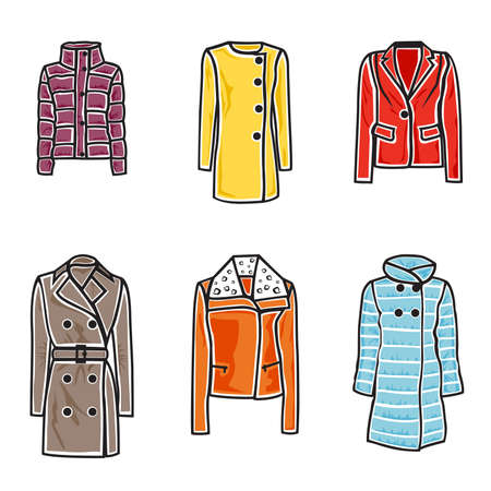 illustration of women coats on white backgroundのイラスト素材