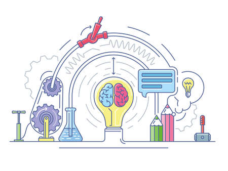 Ideas laboratory abstract. Education and research, scientific lab, vector illustrationのイラスト素材