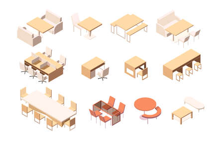 Collection of various furniture for various institutions and workplace.のイラスト素材