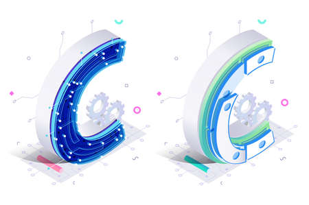 Letters C with connecting elements