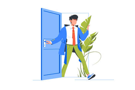 Man come back home after hard work dayのイラスト素材