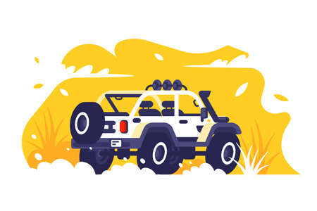 Car on off-road terrainのイラスト素材