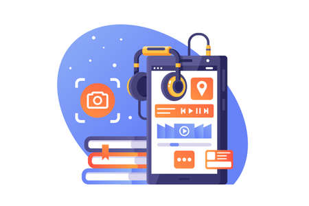 Media in modern smartphoneのイラスト素材