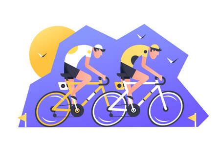 Two athlete cyclist racersのイラスト素材
