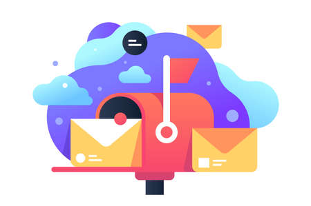 Isolated classic mailbox with letter icon for post. Concept symbol personal delivery service for communication. Vector illustration.のイラスト素材