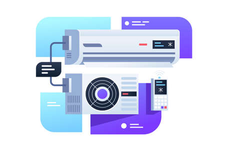 Modern air conditioning with remote control device.のイラスト素材