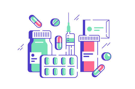 Set of medicinesのイラスト素材