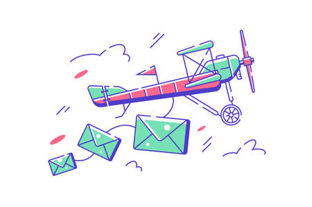 Flying plane with lettersのイラスト素材
