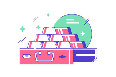 Icon of bank storing pyramid of ingots of golds.のイラスト素材