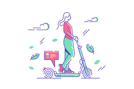 Woman on electric scooterのイラスト素材