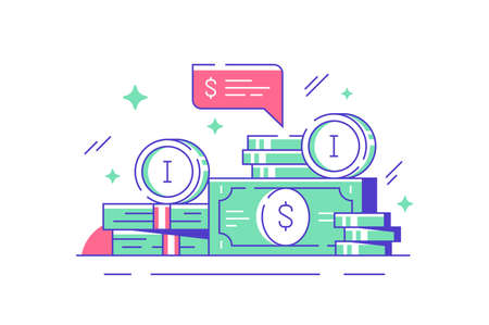 Wads of cash banknotesのイラスト素材