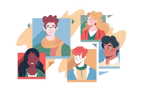 Set of different people avatarsのイラスト素材