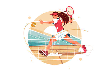 Female tennis player hitting ballのイラスト素材